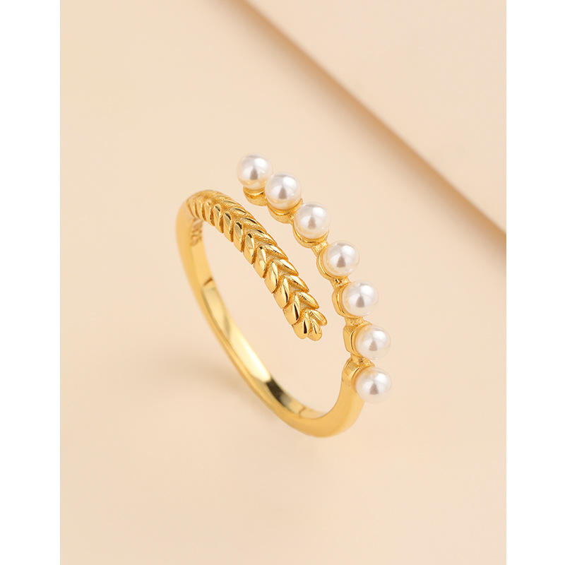 Anillo abierto de perlas Twist Oro Amarillo