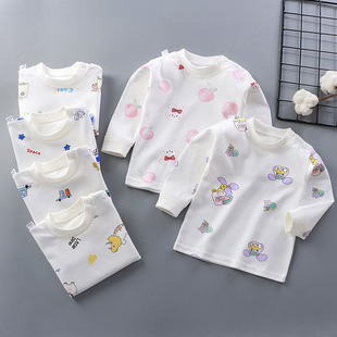 Children's Pure Cotton Single Tops for Boys and Girls, Long-Sleeved Pajamas, Baby Intimates, Baby Spring & Fall Autumn Clothes