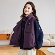 时尚工装棉服女连帽卫衣马甲两件套冬季2025新款洋气减龄棉衣