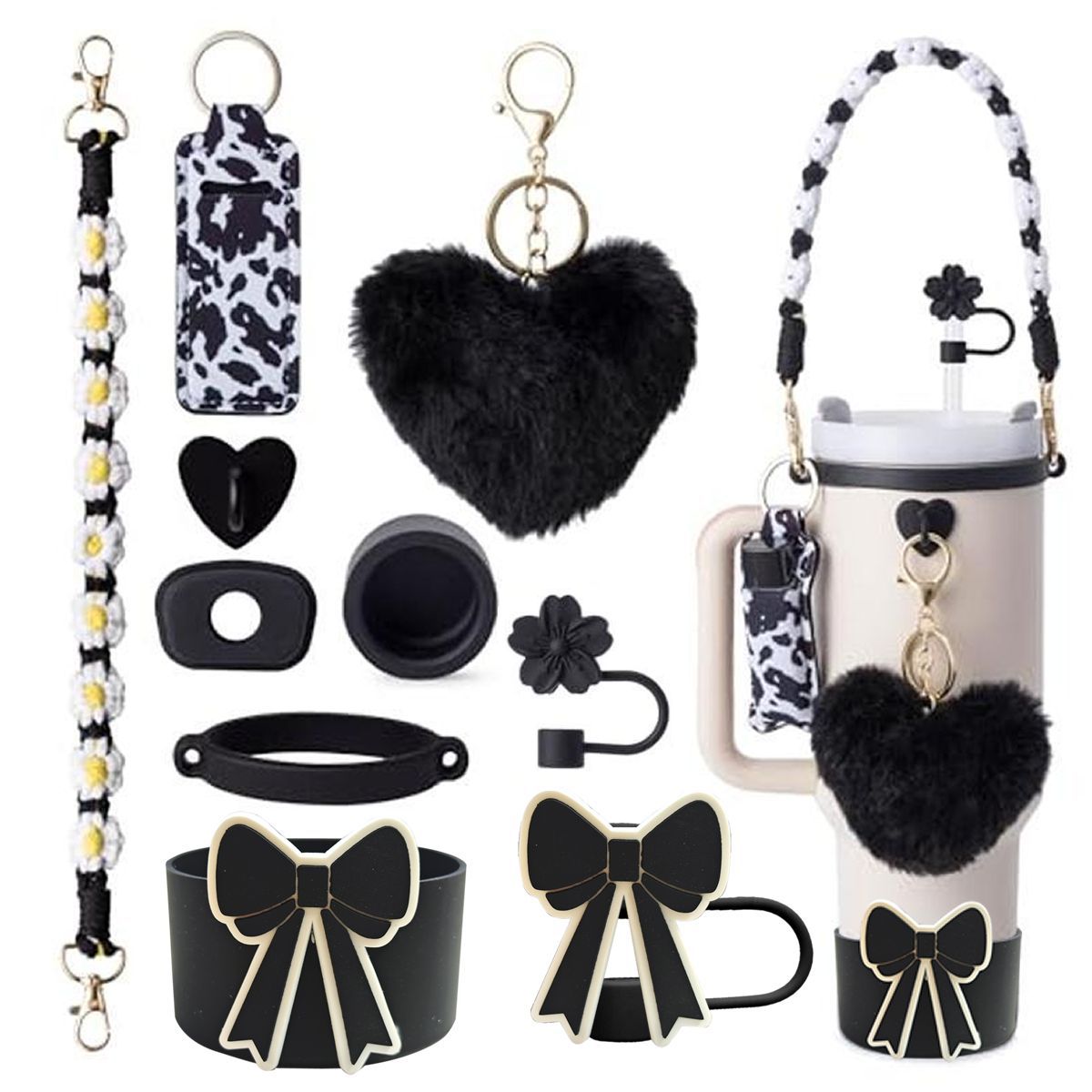 Accesorios de Amazon Stanley 40oz tejido corda de mano flor nudo gorra de paja cubierta taza colgante de pelo