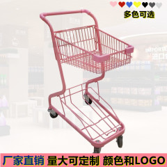 スーパーショッピングカート野菜店手押し車ktv酒水カート小型ピンク二重スーパーショッピングカート