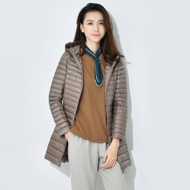 Youjia down Jacket Women's Winter Mid-Length Lightweight White Duck down Warm and Slim Fashion Slim Jacket Inner Wear
