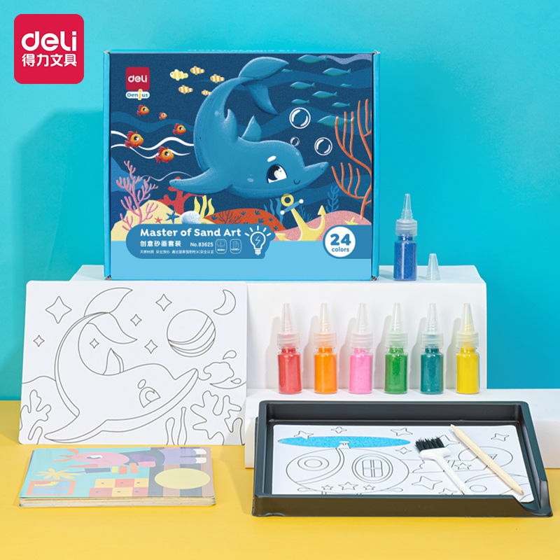 Deli 83623/83624/83625 traje de pintura de arena de color niños DIY pintado a mano 12/18/24