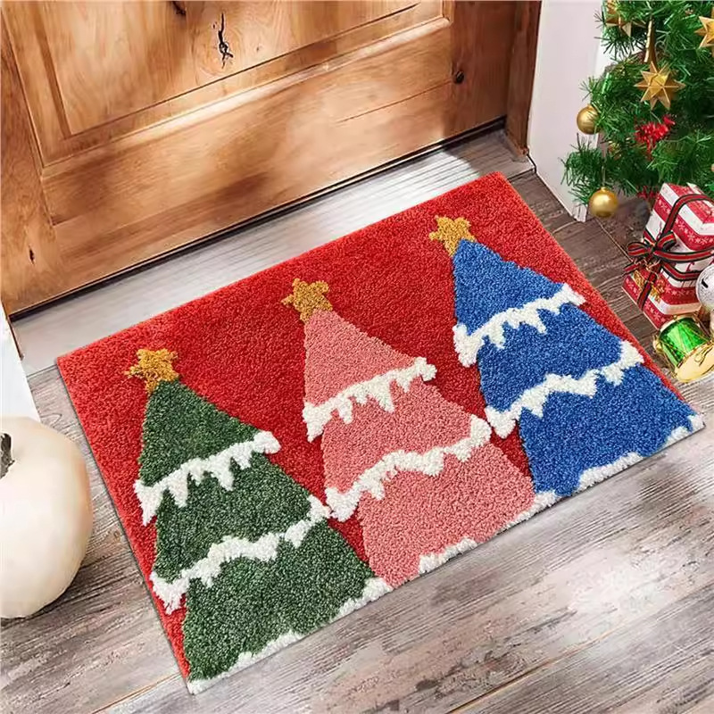 Navidad transfronteriza comercio exterior imitación almohadilla de cachemir lindo dibujos animados almohadilla de baño absorción de agua almohadilla de suelo antisucio