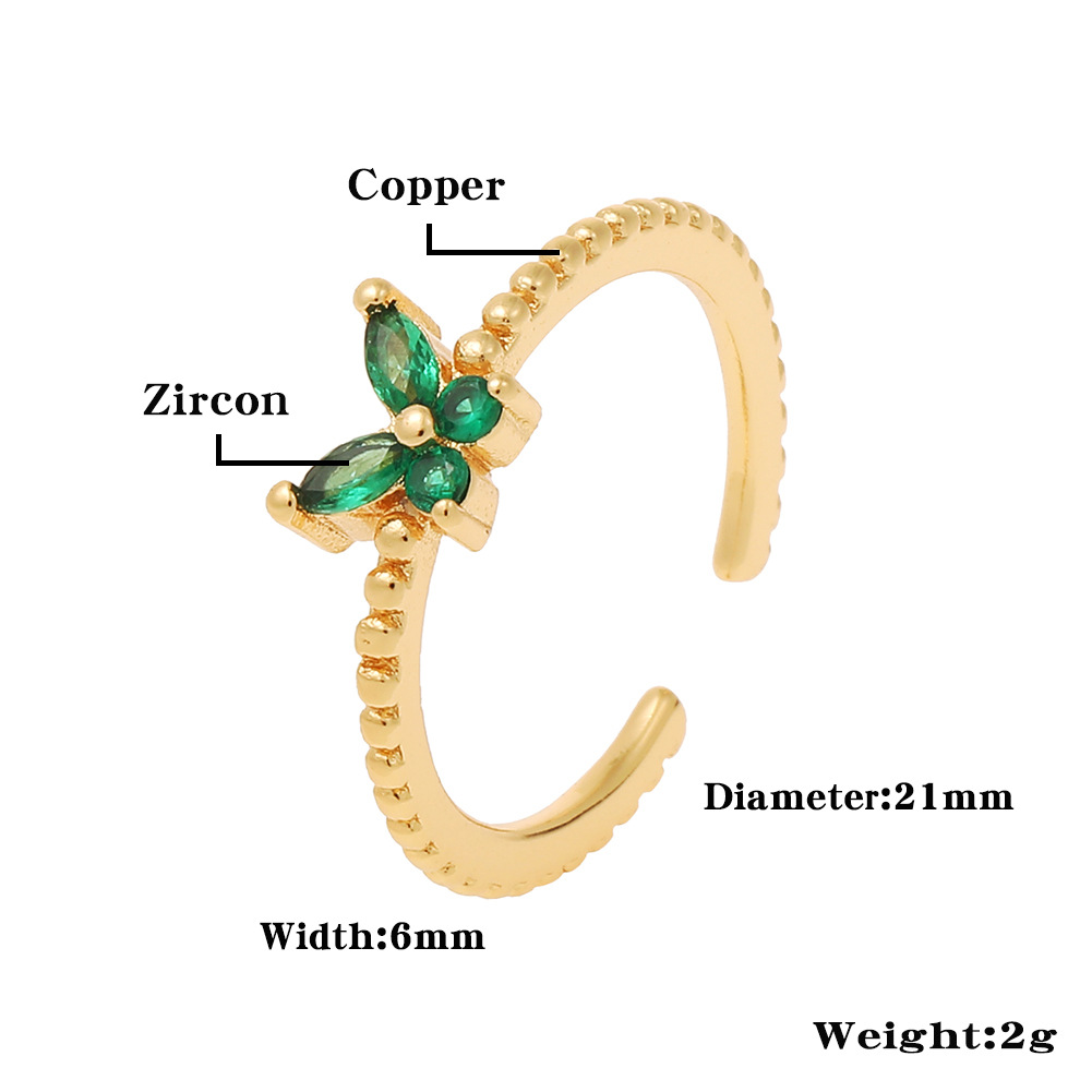 Simple Style Butterfly Copper Gold Plated Open Ring 1 Pair