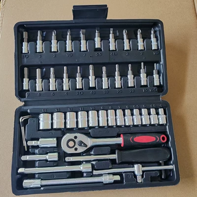 46-piece auto repair tool suit socket tool with ratchet wrench batch head combination tool suit auto parts (Mühərrik tənzimləmə alətləri) - black-46pc