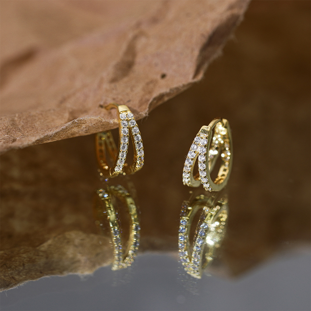 Holiday, Shopping Occasion 925 Sterling Silver Material 1 Pair 925 Sterling Silver Zircon Geometric Earrings