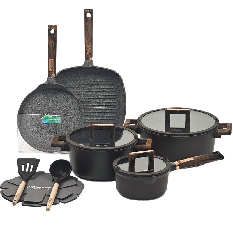 13pcs granito no pegajoso cocina set 13 piezas arroz de piedra de mármol no pegajoso olla