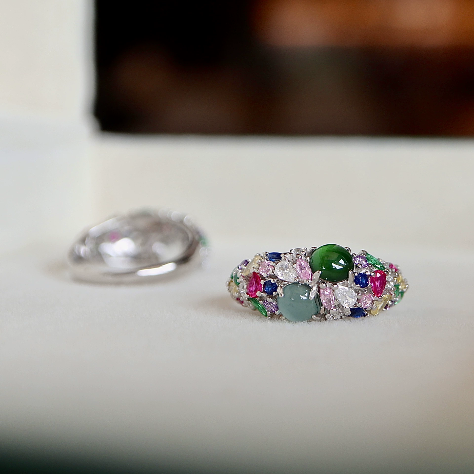 Кольцо из натурального нефрита класса А, серебро 925 пробы, серьги с разноцветным цирконом и голубым водным нефритом, простой дизайн, оптом от производителя