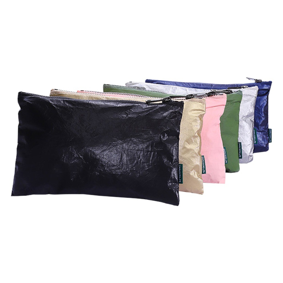 Cross-Border Dupont Paper Cosmetic Bag Waterproof and Environmentally Friendly Toiletry Bag Fashionable Lightweight Light Luxury Coin Solid Color Zipper Storage Bag