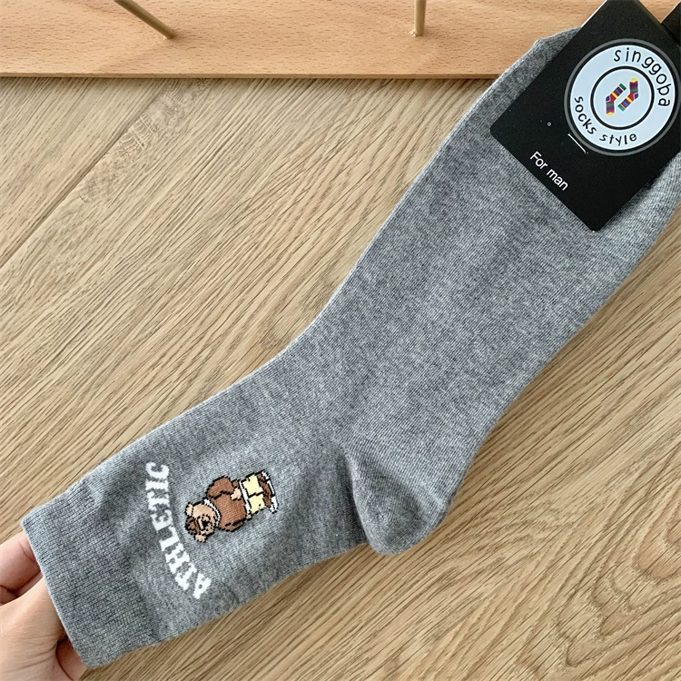 Мужские полупрезерв socks демисезонные носки, оптом, английские буквы, с милым медведем