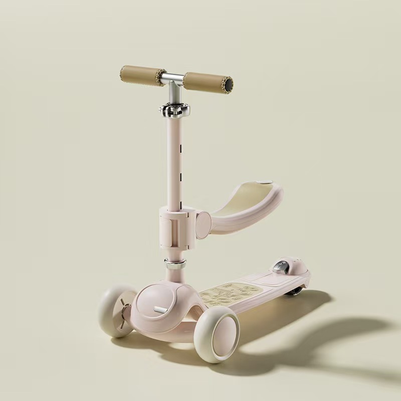 High-End Kidsren's Scooter 1-3-10 Years Old Multifunctional Fence Scooter Can Sit and Foldable Three-In-One Stroller