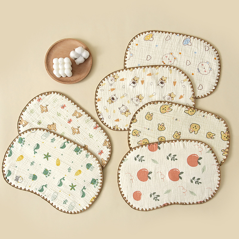 Baby cloud pillow cross-border wholesale newborn baby gauze pillow newborn sweat-absorbent breathable pillow towel flat pillow