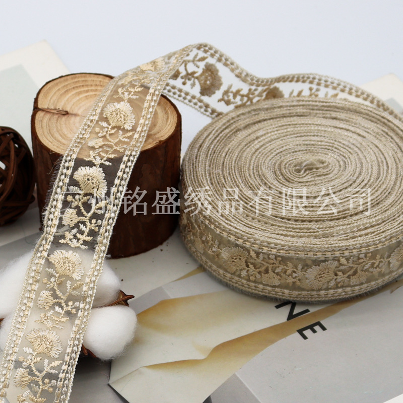 3CM民族風刺繍レース補助材料レース刺繍真珠リボン服装漢服バッグアクセサリーDIY卸売り