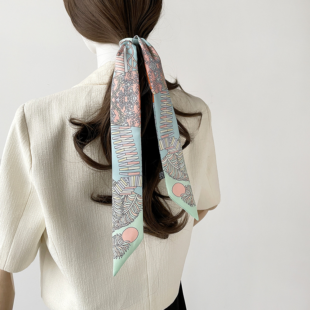 25g Weight scarf Hair Accessories Type Silk Scarf Classification Daily, Street Occasion satin Material Printing, Bag Pattern All Seasons Season Women's Gender Elegant, Retro Style Women's Elegant Retro Printing Bag Satin Silk Scarf 12