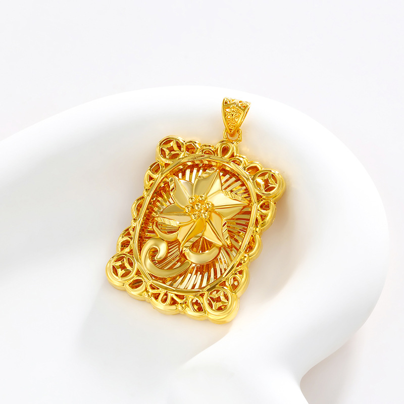Aleación Xuping otoño y invierno galvanizado cuadrado colgante colgante estilo retro colgante de flores colgante joyería al por mayor mujeres