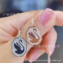 施家1：1对版八角徽章天鹅满钻项链女施华洛元素水晶锁骨厂家代发