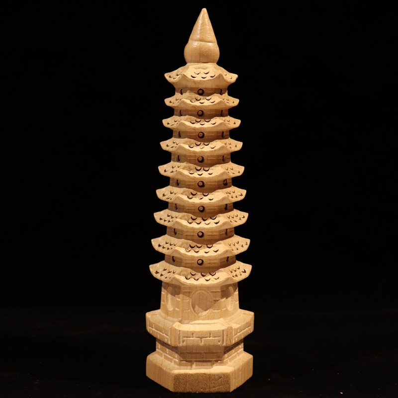 现货桃木雕刻工艺品9层7层11层13层文昌塔木制品实木书房摆件|undefined