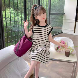 女童夏装连衣裙儿童T恤裙夏款洋气夏季女孩2024新款裙子夏天童装