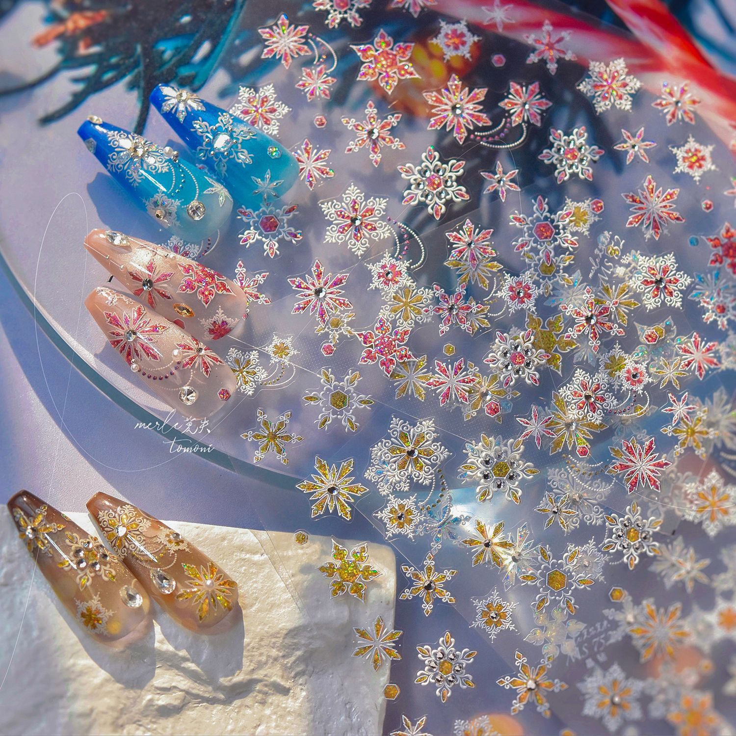 Manicure nuevo diamante de cristal manicure pegatinas ins nunca pierde la cooperación japonesa pegatinas de uñas metal pegatinas de nieve al por mayor