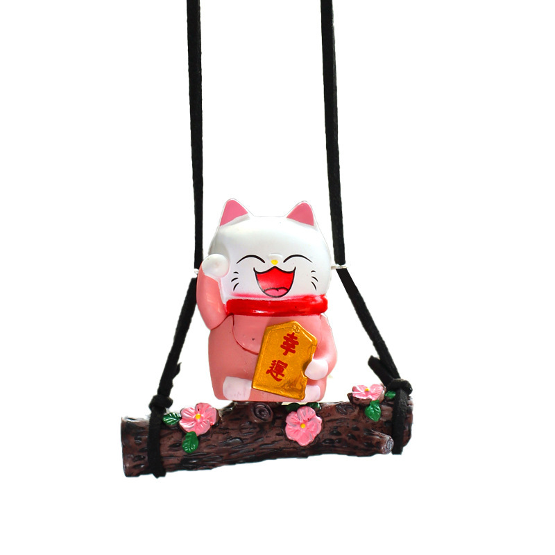 Colgantes de automóviles de swing gatos atraen flores de melocotón, colgantes de automóviles, colgantes de automóviles, espejos retrovisores, sala de difusión directa en línea