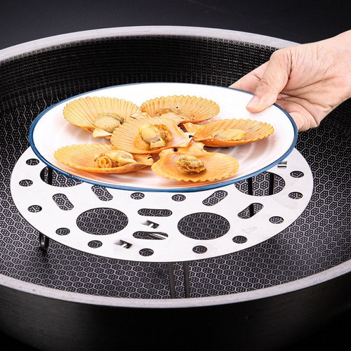 High-stile multi-purpose thick stainless steel steamer rack water separator household universal steamer tray pressure cooker steaming plate