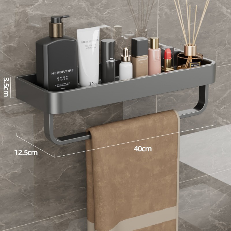 Pistola de baño gris triángulo almacenamiento rack montado en la pared de ponche-libre baño Baño lavabo esquina almacenamiento