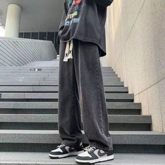 2025 春夏新作ジーンズメンズパーソナライズされたファッションレトロルーズストレートパンツカジュアル多用途ワイドレッグパンツ