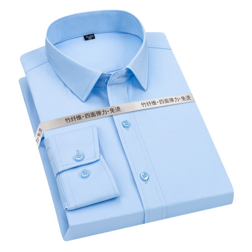 2022 новая однотонная эластичная негладильная Деловая одежда, устойчивая к морщинам, мужская рубашка из бамбукового волокна, мужская рубашка с длинным рукавом