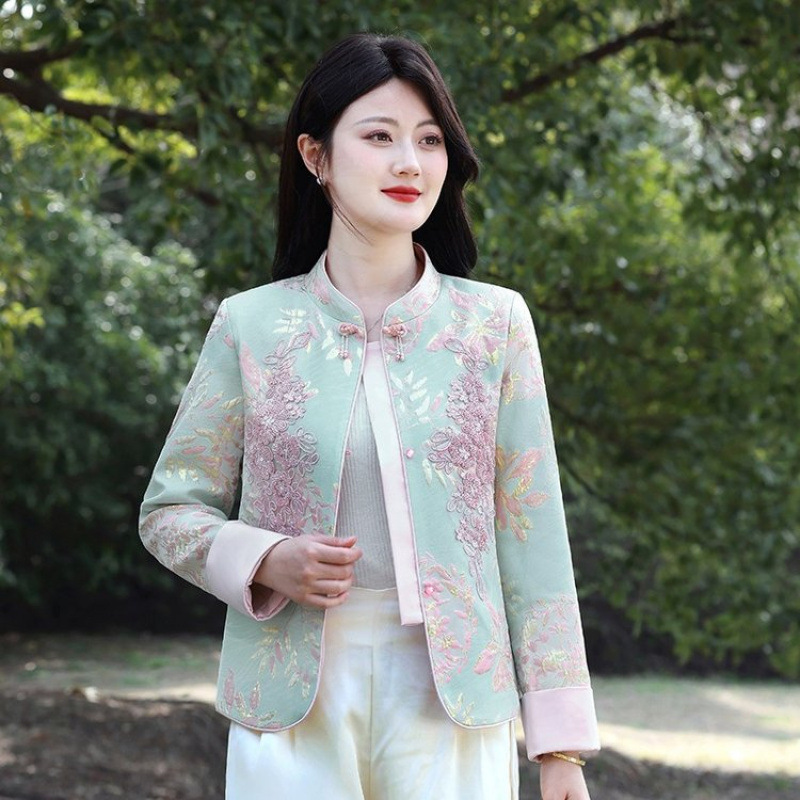 2025春秋新款国风刺绣外套女新中式短款女士开衫唐装复古盘扣上衣|undefined