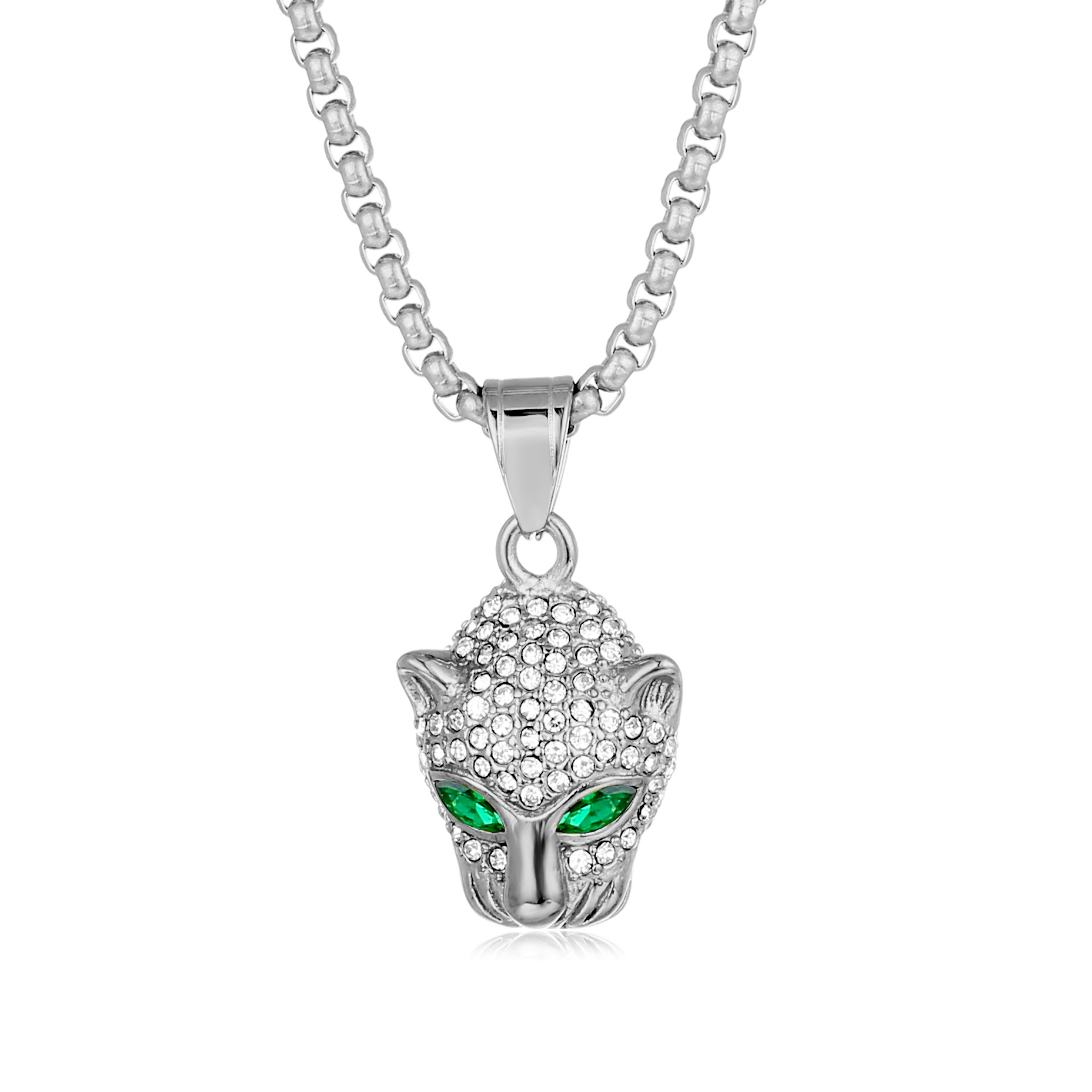 20g Weight Pendant, Chain Jewelry Making Type 18K Gold Plated Plating Material Rhinestones Inlay Material Titanium Steel Chain Material 1 Piece Quantity Party, Street Occasion Titanium Steel Material Jaguar Pattern Men's Gender Plating Design Hip-Hop Style Hip-Hop Jaguar Titanium Steel Plating Rhinestones 18K Gold Plated Men's 5