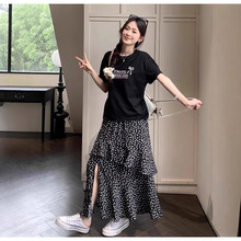 白色碎花半身裙女春夏2025新款高腰a字小个子开叉鱼尾蓬蓬蛋糕裙