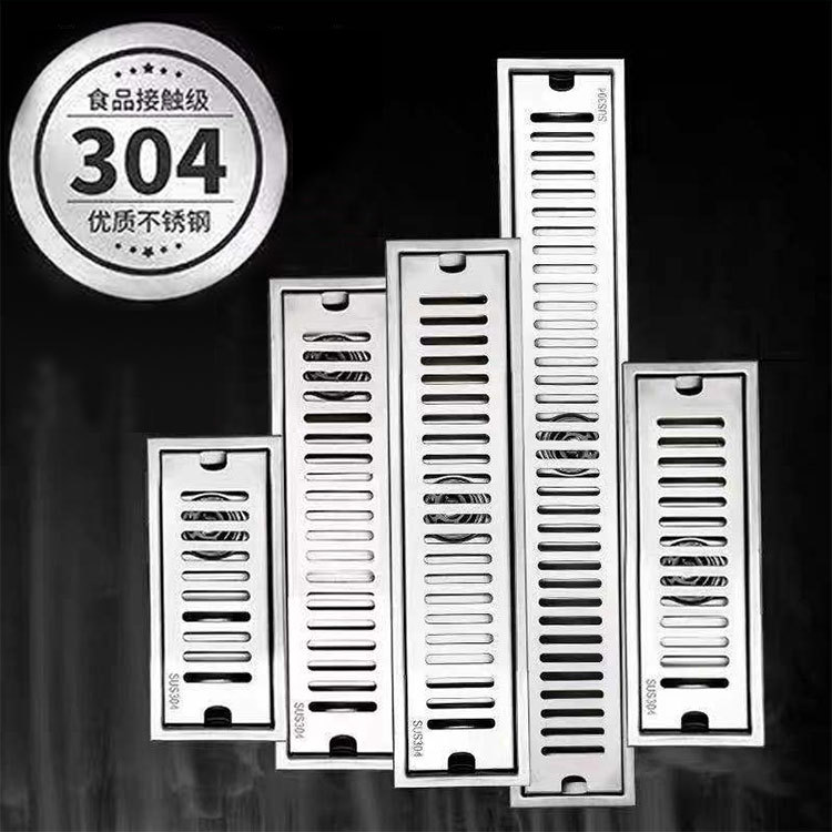 Desagüe de piso largo baño 304 desodorante de acero inoxidable artefacto ducha rectangular alargado baño balcón ingeniería