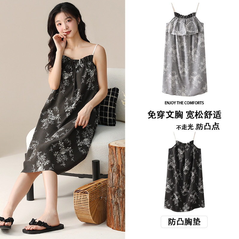 Pijama de mujer 2025 nuevo verano cabina con cojín de pecho en una mujer verano hermoso pijama de mujer de verano sexy