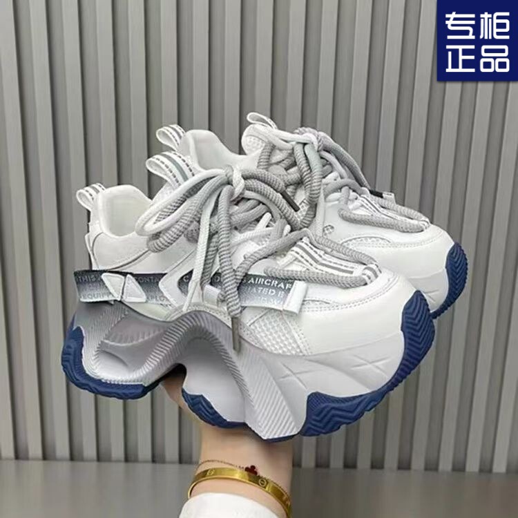 Mesh Thick-Soled Dad Shoes for Women 2025 Spring & Fall New Fashion Breathable Versatile Lace-Up Platform Sole Sports and Casual Shoes