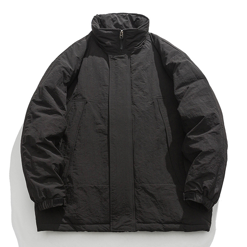 Abrigo de invierno de algodón acolchado abrigo de los hombres de moda de cuello de pie japonés estilo coreano Chaqueta de algodón acolchado suelta estilo perezoso engrosada pareja pan abrigo de algodón acolchado