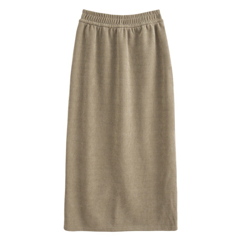 メイラードサンセットスカート2025秋冬新作ベルベット厚みのあるスリットヒップスカートドレープミドル丈スカート女性用