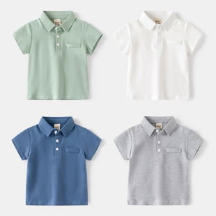 Boys' Cotton Short-Sleeve T-Shirt Children's Polo Shirt Summer Girls' Korean Versatile Baby Top Trendy Wholesale