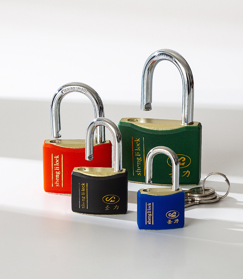Factory direct supply of Shengli brand arc-shaped rubber-coated locks, multi-color copper core locks, cabinet locks, door locks, and customizable brand casing iron padlocks pic 7