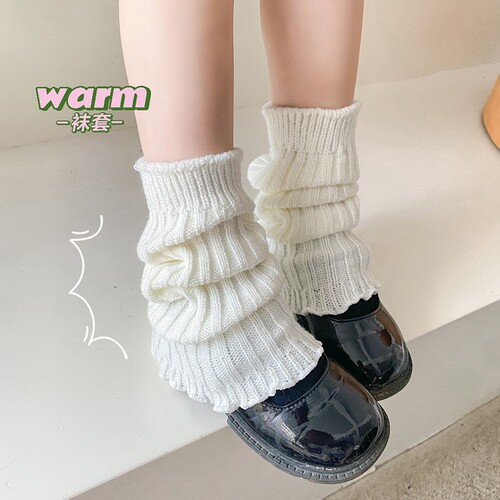 Vertical striped knitted socks to keep warm jk girls Japanese college style knee-protecting boots covers over-the-knee parent-child pile of socks
