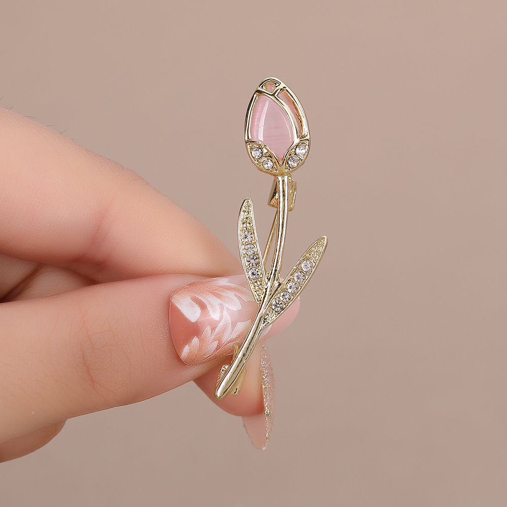 Vacation Simple Style Pin Flower Zinc Alloy Inlay Zircon Women's Brooches display picture 1