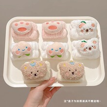 秋冬防溅水神器布丁熊毛绒束发带可爱防水手环洗脸手腕带袖套防湿
