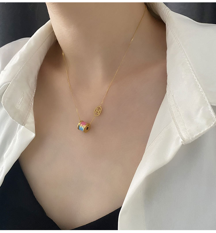 Fashion Round Titanium Steel Pendant Necklace Colorza_colorza_4