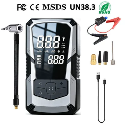Air Pump Multifunctional Digital Hava nasosu - enhanced-instant-start-version-power-bank-air-pump-dy-20-gray-suitable-for-all-engine-displacements-anti-reverse-smart-clamp