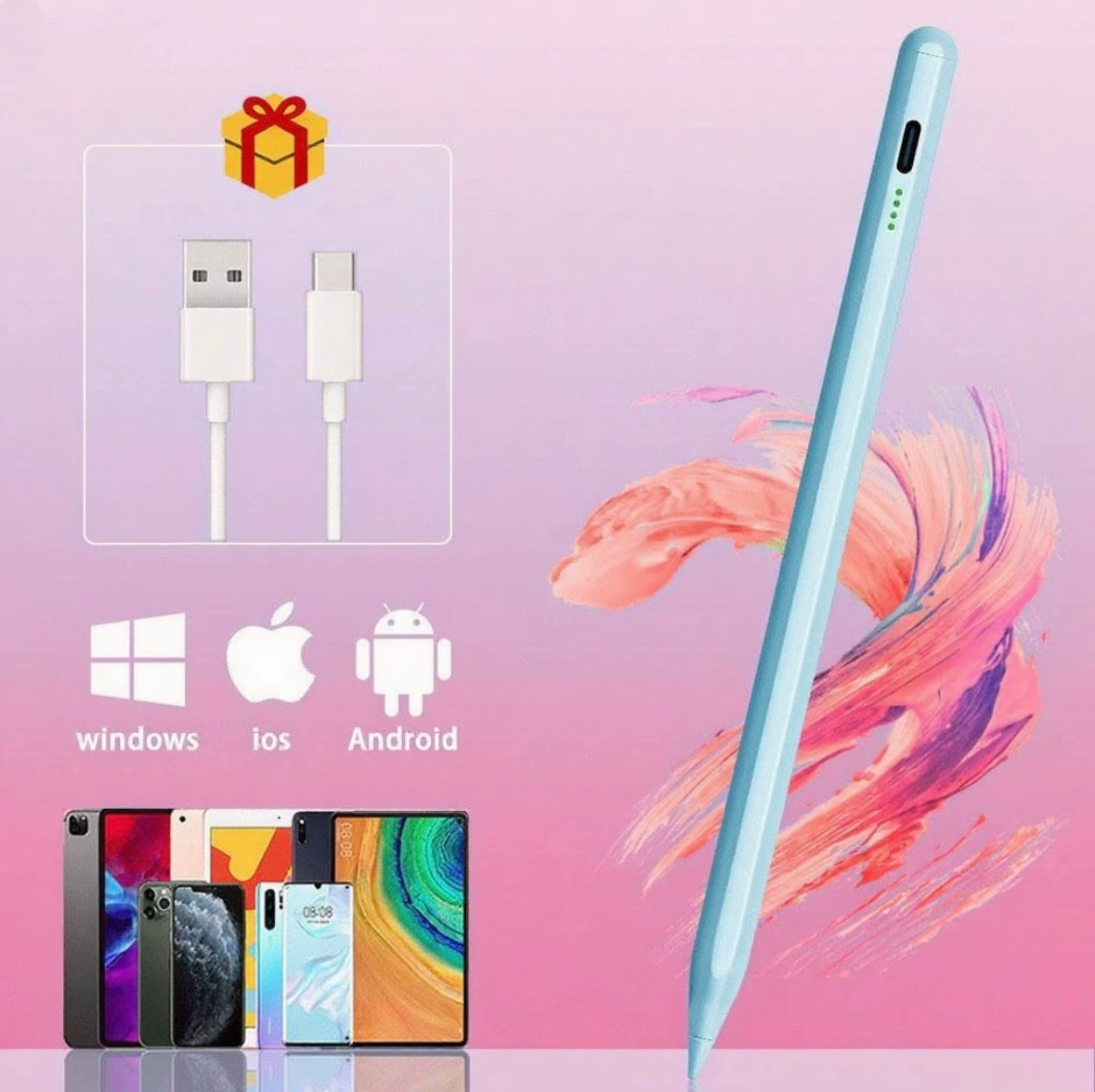 Емкостный стилус 2260 универсальный, активный сенсор для iPad Android Windows, лёгкий 42 г