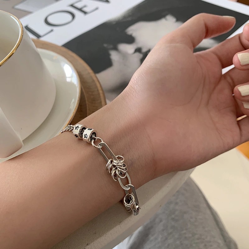 2021 New Ingot Retro Distressed Heart Bracelet Female Ins Special-interest Design Round Brand Student Cold Style Simple display picture 4