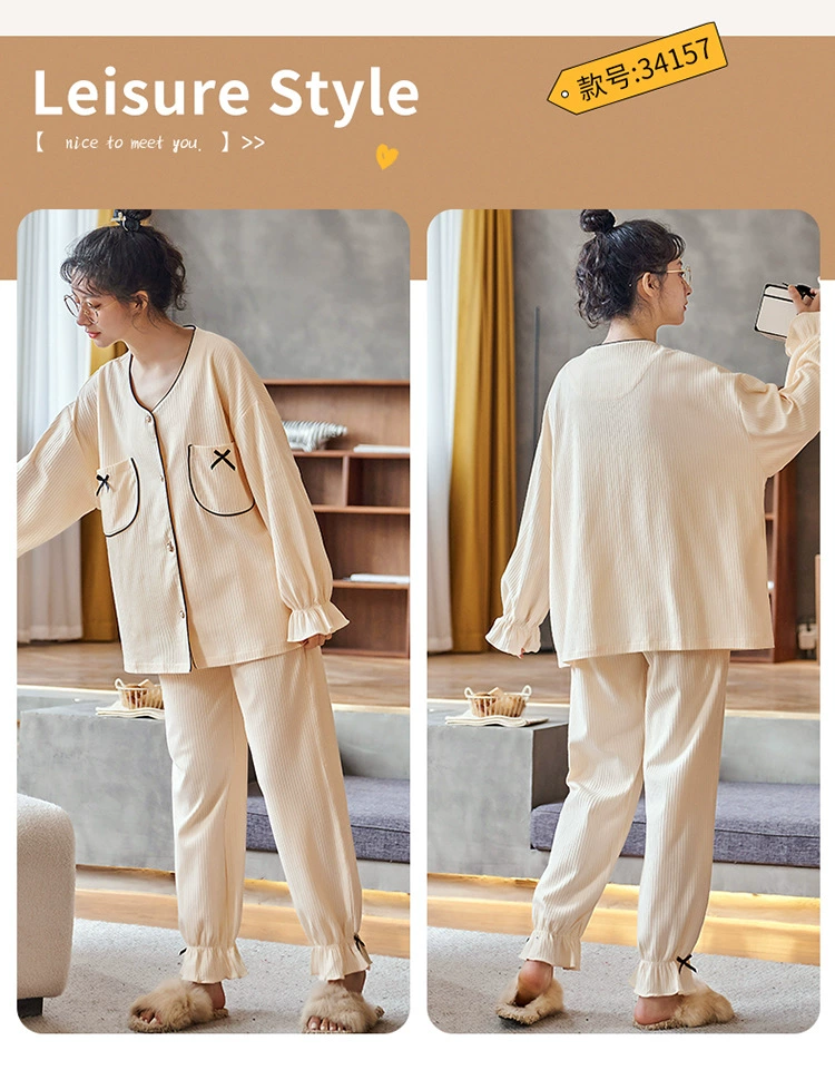 SLPBELY Women Pajamas Set Homesuit Spring V Neck Long Sleeve Sweet Nightwear Sleepwear Sleepwear Princess Style Homewear Pyjamas white pajama set