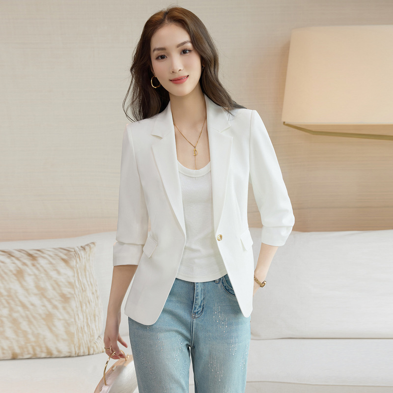 【Boutique Quality】White One-Button Blazer for Women 2026 Spring/Summer New Slim Fit Elegant Top for Women 【Boutique Quality】White One-Button Blazer for Women 2026 Spring/Summer New Slim Fit Elegant Top for Women
