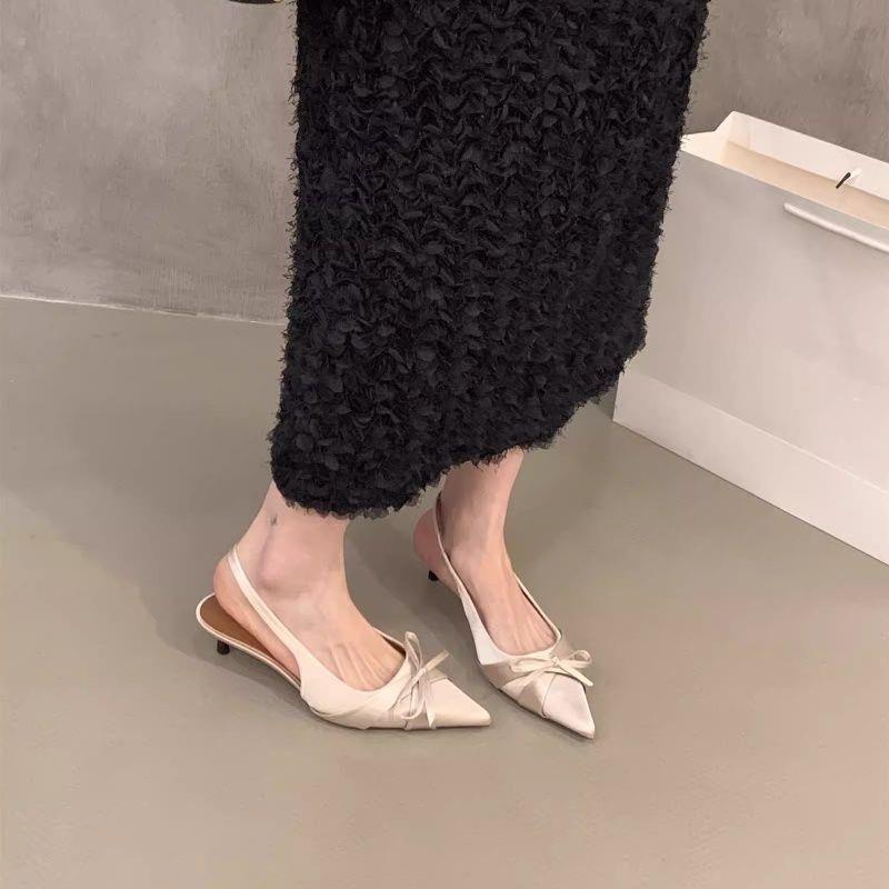 Plus Size High Heels for Women 41 to 42 Wide Fat Feet French Stiletto Toe Sandals Elegant Lady Black Pointed Toe Shoes