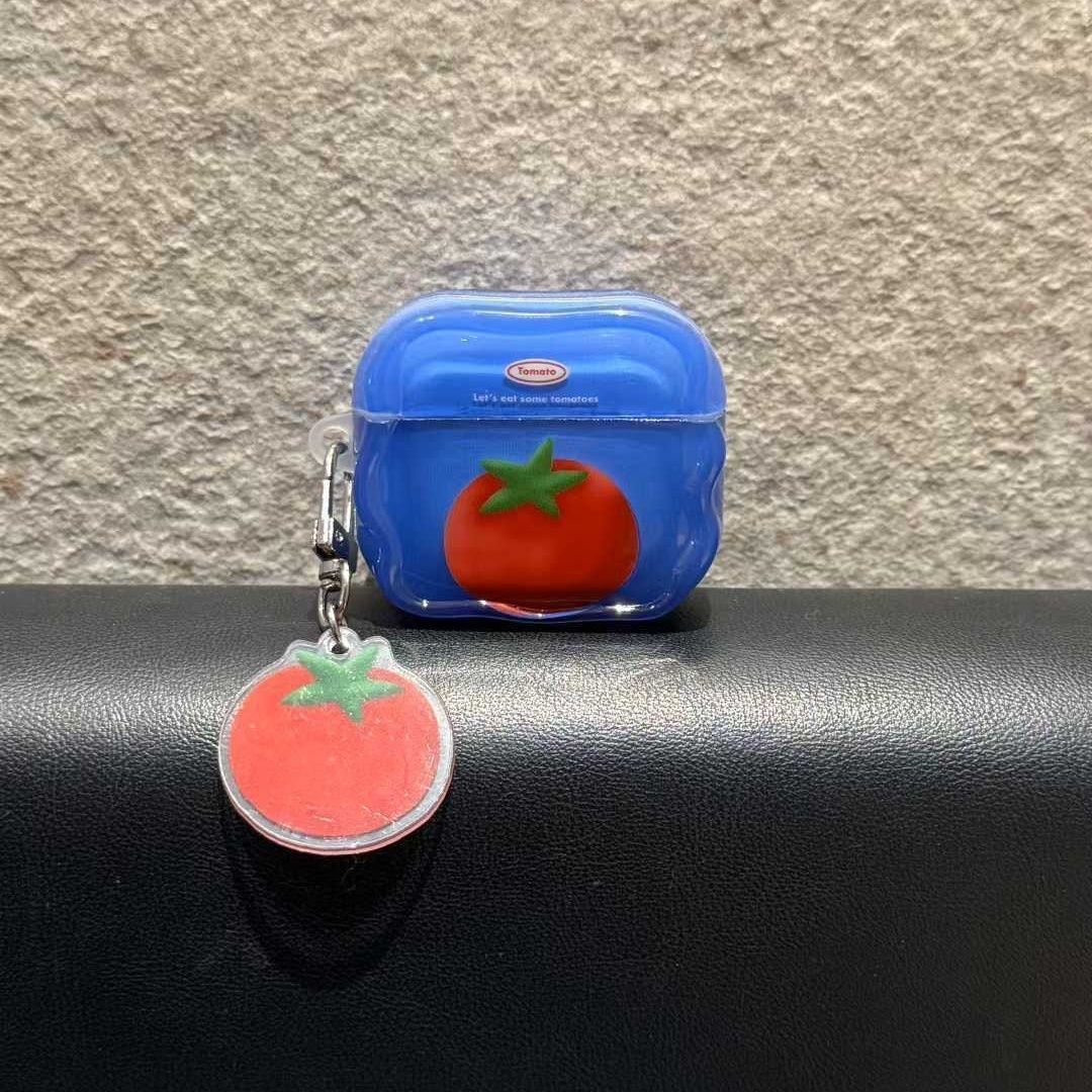 Tomate de fondo azul para airpods 4 generación 5 generación Apple Bluetooth auriculares estuche airpodspro3 estuche image 3